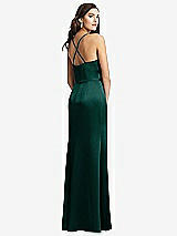 Rear View Thumbnail - Evergreen Cowl-Neck Criss Cross Back Slip Dress