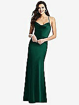 Front View Thumbnail - Hunter Green Cowl-Neck Criss Cross Back Slip Dress