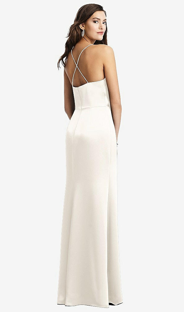 Back View - Ivory Cowl-Neck Criss Cross Back Slip Dress