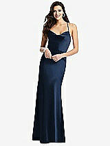 Front View Thumbnail - Midnight Navy Cowl-Neck Criss Cross Back Slip Dress