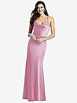 Front View Thumbnail - Powder Pink Cowl-Neck Criss Cross Back Slip Dress