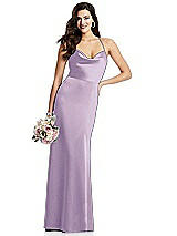 Alt View 1 Thumbnail - Pale Purple Cowl-Neck Criss Cross Back Slip Dress