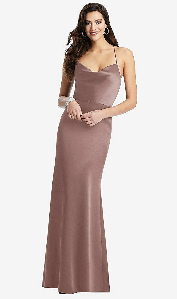 Front View - Sienna Cowl-Neck Criss Cross Back Slip Dress