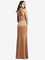 Rear View Thumbnail - Toffee Cowl-Neck Criss Cross Back Slip Dress