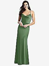 Front View Thumbnail - Vineyard Green Cowl-Neck Criss Cross Back Slip Dress