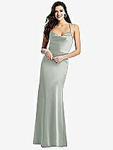 Front View Thumbnail - Willow Green Cowl-Neck Criss Cross Back Slip Dress