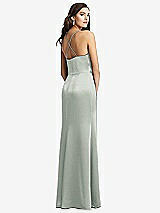 Rear View Thumbnail - Willow Green Cowl-Neck Criss Cross Back Slip Dress