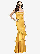 Front View Thumbnail - NYC Yellow Strapless Tiered Ruffle Trumpet Gown