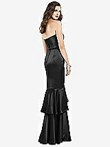 Rear View Thumbnail - Black Strapless Tiered Ruffle Trumpet Gown