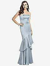 Front View Thumbnail - Mist Strapless Tiered Ruffle Trumpet Gown