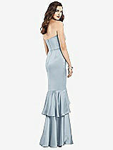 Rear View Thumbnail - Mist Strapless Tiered Ruffle Trumpet Gown