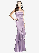 Front View Thumbnail - Pale Purple Strapless Tiered Ruffle Trumpet Gown