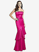 Front View Thumbnail - Think Pink Strapless Tiered Ruffle Trumpet Gown