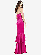 Rear View Thumbnail - Think Pink Strapless Tiered Ruffle Trumpet Gown