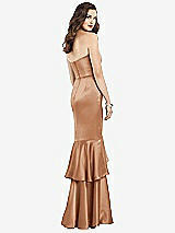 Rear View Thumbnail - Toffee Strapless Tiered Ruffle Trumpet Gown