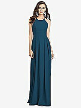 Alt View 1 Thumbnail - Atlantic Blue Criss Cross Back Crepe Halter Dress with Pockets