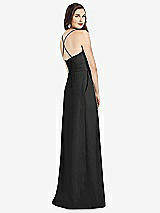 Rear View Thumbnail - Black Criss Cross Back Crepe Halter Dress with Pockets