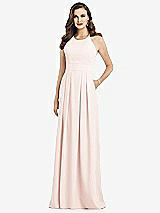 Front View Thumbnail - Blush Criss Cross Back Crepe Halter Dress with Pockets