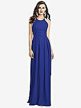 Alt View 1 Thumbnail - Cobalt Blue Criss Cross Back Crepe Halter Dress with Pockets