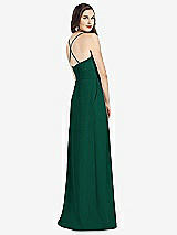 Rear View Thumbnail - Hunter Green Criss Cross Back Crepe Halter Dress with Pockets