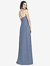 Rear View Thumbnail - Larkspur Blue Criss Cross Back Crepe Halter Dress with Pockets