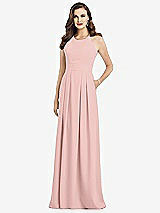 Front View Thumbnail - Rose - PANTONE Rose Quartz Criss Cross Back Crepe Halter Dress with Pockets