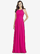 Front View Thumbnail - Think Pink Criss Cross Back Crepe Halter Dress with Pockets