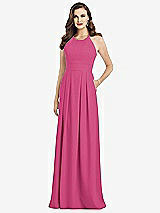 Front View Thumbnail - Tea Rose Criss Cross Back Crepe Halter Dress with Pockets