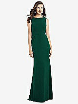 Rear View Thumbnail - Hunter Green Draped Backless Crepe Dress with Pockets