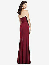 Rear View Thumbnail - Burgundy Strapless Notch Crepe Gown with Front Slit