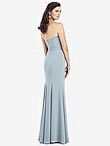 Rear View Thumbnail - Mist Strapless Notch Crepe Gown with Front Slit