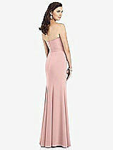 Rear View Thumbnail - Rose - PANTONE Rose Quartz Strapless Notch Crepe Gown with Front Slit