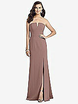 Front View Thumbnail - Sienna Strapless Notch Crepe Gown with Front Slit