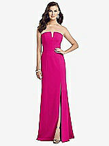 Front View Thumbnail - Think Pink Strapless Notch Crepe Gown with Front Slit