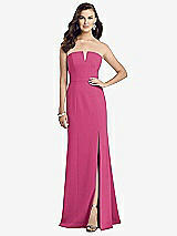 Front View Thumbnail - Tea Rose Strapless Notch Crepe Gown with Front Slit