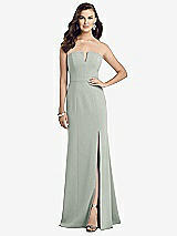 Front View Thumbnail - Willow Green Strapless Notch Crepe Gown with Front Slit