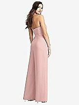 Rear View Thumbnail - Rose - PANTONE Rose Quartz Strapless Notch Crepe Jumpsuit with Pockets