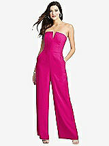 Front View Thumbnail - Think Pink Strapless Notch Crepe Jumpsuit with Pockets