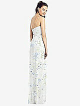 Rear View Thumbnail - Bleu Garden Slim Spaghetti Strap Chiffon Dress with Front Slit 