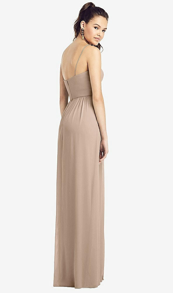 Back View - Topaz Slim Spaghetti Strap Chiffon Dress with Front Slit 