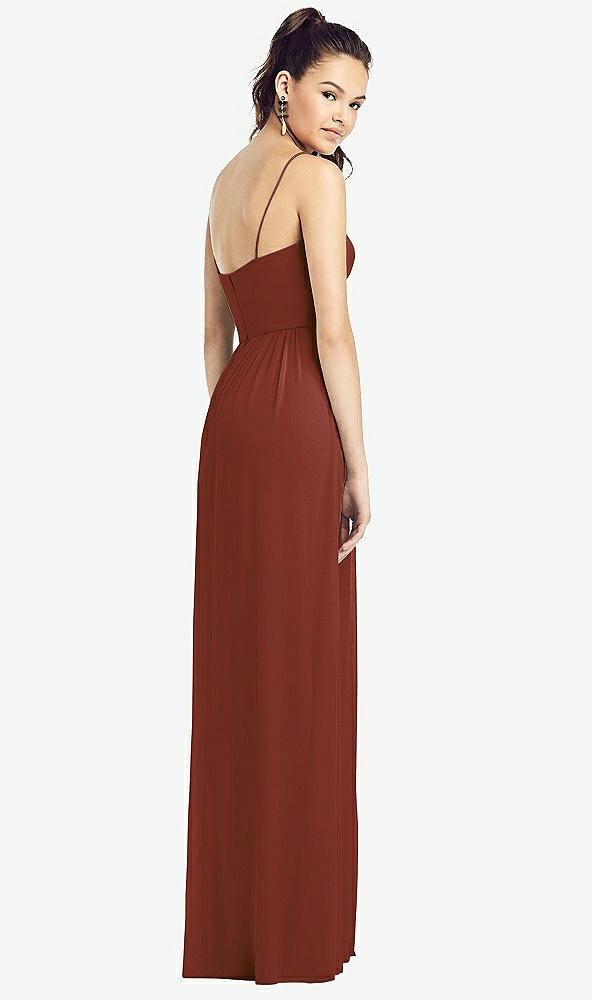 Back View - Auburn Moon Slim Spaghetti Strap Chiffon Dress with Front Slit 