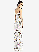 Rear View Thumbnail - Butterfly Botanica Ivory Slim Spaghetti Strap Chiffon Dress with Front Slit 