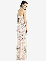 Rear View Thumbnail - Blush Garden Slim Spaghetti Strap Chiffon Dress with Front Slit 