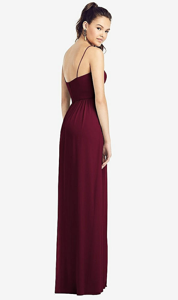 Back View - Cabernet Slim Spaghetti Strap Chiffon Dress with Front Slit 