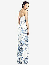 Rear View Thumbnail - Cottage Rose Dusk Blue Slim Spaghetti Strap Chiffon Dress with Front Slit 