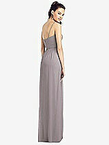 Rear View Thumbnail - Cashmere Gray Slim Spaghetti Strap Chiffon Dress with Front Slit 