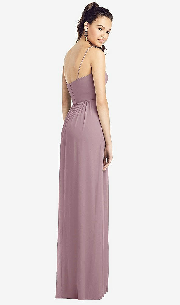 Back View - Dusty Rose Slim Spaghetti Strap Chiffon Dress with Front Slit 