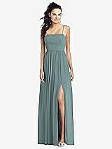 Front View Thumbnail - Icelandic Slim Spaghetti Strap Chiffon Dress with Front Slit 