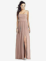 Front View Thumbnail - Neu Nude Slim Spaghetti Strap Chiffon Dress with Front Slit 