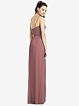 Rear View Thumbnail - Rosewood Slim Spaghetti Strap Chiffon Dress with Front Slit 